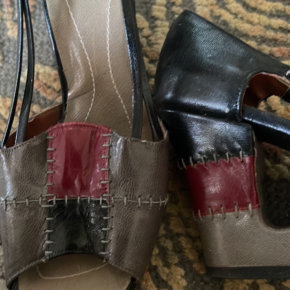 Vintage Patchwork Disco Platform Sandals - image 3